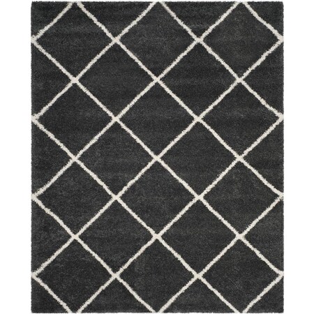 Flowers First 8 x 10 ft. Hudson Shag Power Loomed Rug, Dark Grey & Ivory - Large Rectangle FL1881771